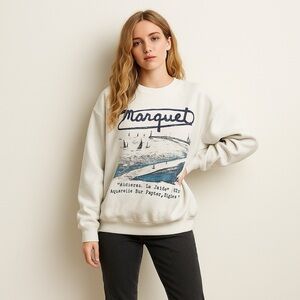 Albert Marquet  White Graphic Crew Sweater size Large